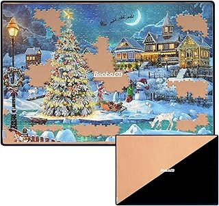 Becko Double-Sided Khaki & Gray Jigsaw Puzzle Board Portable Puzzle Mat for Puzzle Storage Puzzle Saver, Non-Slip Surface, Up to 1000 Pieces