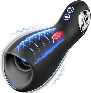 Vooloka Masturbator Male Sex Toys for Men, 360°Wrapped 5x10-Mode Tongue Licking Vibrating for Enhanced Training Male Masterubaters Mens Mastusbator Adult Toys Penis Vibrator for Man Sex Doll, +APP