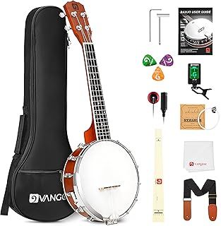 Vangoa Banjolele Concert Banjo Ukulele 4 String 23 Inch Travel Banjo Portable Kit for Beginners with Extra Strings Strap Pick-up Picks Tuner and Carry Case