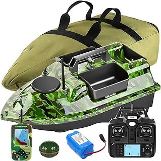 Bilbear 500M GPS Fishing Bait Boat with 3 Catapult Type Bait Hoppers Carp Fishing Bait Boat Carp Hook Post Boat,Fish finder with Sonar Sensor,Handbag
