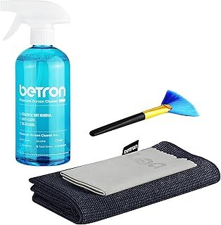 Betron 500ml Screen Cleaner for TV, Monitor, Laptop, LED, LCD, Tablet, Smartphone, Camera Lens, Cleaning Kit Includes Microfibre Cloths and Cleaning Brush
