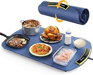Electric Warming Tray - Upgraded 8 TEMP Setting Food Warming Mat, Full-surface Heat in 5s, 4 Hours Auto-off, Child Safety Lock, Foldable Food Warmers for Buffet Server Party, 65 * 40 * 1.5cm