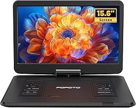 17.5" Portable DVD Player with 15.6" Large HD Swivel Screen, 6 Hours Battery, Region Free, Supports Multiple Disc Formats/SD Card/USB, Sync TV and Projector, with High Volume Speakers, Remote Control