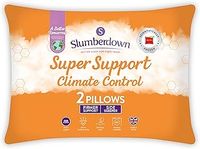 Slumberdown Climate Control Super Support Pillows 2 Pack - Firm Support Side Sleeper Pillows for Neck and Shoulder Pain Relief - Cool Pillows for Night Sweats, Hypoallergenic, Size (48cm x 74cm)