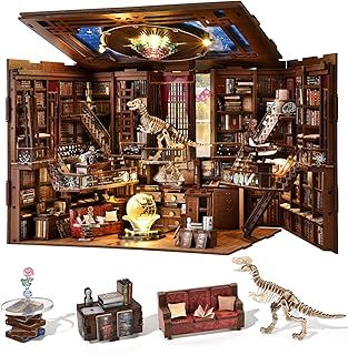 Book Nook Kit, DIY Miniature Dollhouse Booknook Kit with LED Light and Dust Cover for Teens and Adults(Beyond Library Max)