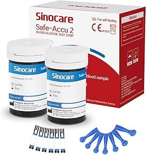 sinocare (Safe-Accu2) Glucose Test Strips/Blood Sugar Test Strips 50 pcs No Code/for sinocare Safe-Accu2 Blood Glucose Monitor Only