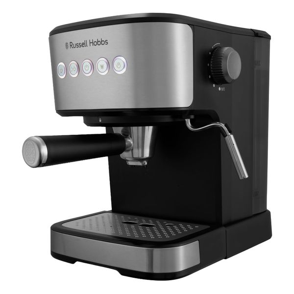 Russell Hobbs Espresso Machine [Compatible with Capsules or Ground Coffee] Classics Stainless Steel (Single & Double Serve, Steam Wand, 15 & 20 Bar Pressure, Cup Warmer, 1.5L Tank) 28700
