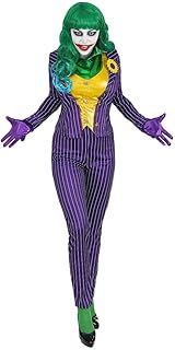 Shoperama Joker Costume Set: Women's Jacket, Vest Top, Trousers, Gloves - Purple/Green/Yellow - Size XL - Teen, Adult
