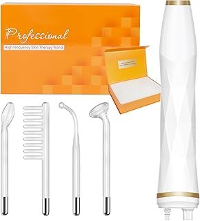High Frequency Facial Machine - TUMAKOU Neon Portable High Frequency Facial Skin Light Therapy Wand Device with 4 Electrodes for Acne, Wrinkle Removal, Hair Regrowth, Skin Tightening, Anti Aging