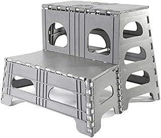 Folding 2-Step Stool | Strong, Foldable, Lightweight & Space Saving Non Slip Step Stool | Manoeuvrable & Suitable in All Floor Surfaces | Supports up to 21.5 stone (136kg) | Size: H45xW51xD53cm