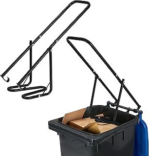 Relaxdays Rubbish Press for Wheelie Bins, Set of 2, Household Waste Compressor, Manual Recycling Compactor, Steel, Black, 40.5 x 35 x 95 cm