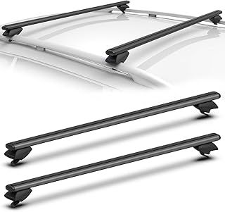 COWVIE 135cm Roof Rack Cross Bars, Adjustable Aluminum Roof Bars, Fits Most Existing Raised Side Rails with Gap - Black