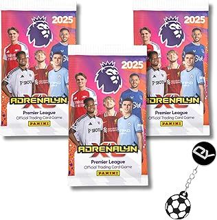 Panini 2024-2025 Adrenalyn XL Premier League Soccer Cards Bundle - 3X Packs + 1 Football Keyring | Trading Cards | Collectible Packs