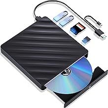 External Blu Ray Drive, 5 in 1 Portable Blu Ray Player with USB 3.0 Type-C, CD DVD Burner 3D Blu Ray Burner with SD/TF Port, Blu Ray Drive Compatible with Windows Laptop Desktop