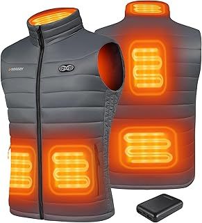 Heated Vest for Men with 10000mAh Battery Pack, Heated Gilet Lightweight Heated Jacket and Waterproof Vest for Hunting/Hiking-Grey