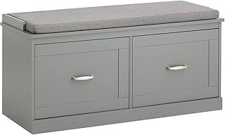 SoBuy FSR131-HG, Hallway Storage Bench Shoe Bench Shoe Rack Shoe Cabinet with 2 Doors and Seat Cushion, Grey