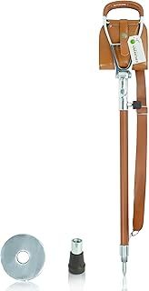 Premium Leather Tan XL Seat Shooting Stick for Men and Woman - Adjustable Height Walking Stick Suitable for Town and Country Use