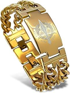 Mens Viking Odin Gungnir Mjolnir Stainless Steel Cool Cuban Chain Link Bracelet for Men,Norse Cuff Wristband Jewelry