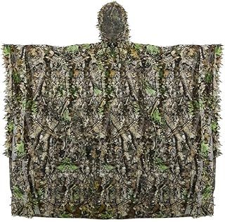 Zicac Ghillie Suit Outdoor Kids Cosplay Mens Camouflage Poncho Halloween Camo Netting Airsoft Clothing Military CS Woodland Hunting Clothes Free Size