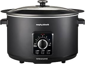 Morphy Richards 6.5L Easy Time Slow Cooker, Automatic Heat Settings, Keep Warm Mode, Hob Proof, Countdown Indicator, Dishwasher Safe Pot, Matte Black, 461021