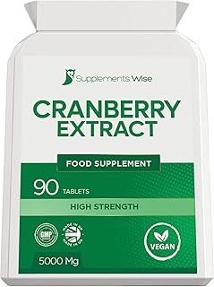Cranberry Tablets for Urinary Infections - 90 x 5000mg Cranberry Pills - Cystitis Remedies - Bladder Infection Treatment - Kidney Cleanse Supplements - UTI Treatment for Women and Men