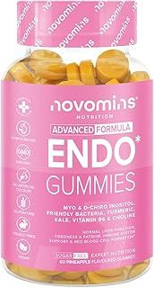 Novomins Endo Gummies - Myo-Inositol, Vitamin B6, Turmeric & Probiotics - Vitamins for Women - Hormonal Balance & Intimate Health - 60 Vegan