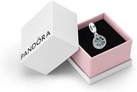 Pandora Moments Women's Sterling Silver Lucky Four Leaf Clover Crystal and Cubic Zirconia Dangle Charm for Bracelet