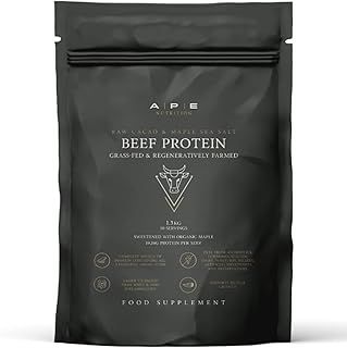 APE Nutrition Natural Grass-Fed Beef Protein Powder Raw Cacao & Maple Sea Salt | Pure Protein Supplement for Muscle Growth & Recovery | Rich in Collagen | Clean Formula with Essential Amino Acids