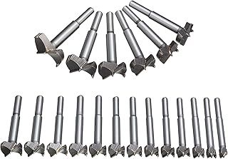 HPMAISON Forstner Drill Bit, 19PCS Tungsten Steel Boring Hole Saw Set, 10mm - 40mm Forstner Drill Cutter Bit Set Round Shank Wood Tools