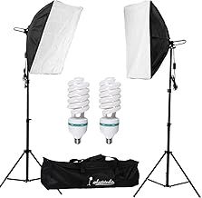 2x 135W Continuous Lighting Kit 20"x28"/50x70cm Softbox Soft Box Photo Studio Set Light Bulbs Lamp 5500K Photography E27 Socket Softboxes UK Plug