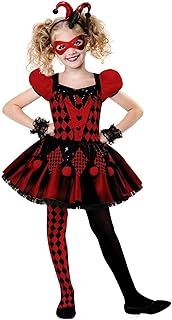 6-8 Years Kids Girls Harlequin Cutie Jester Wonderland Queen of Hearts Halloween Fancy Dress Costume