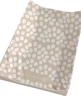 Ralphie Bear Baby Changing Mat, Premium Anti-Roll, Raised Edge Wedge, Neutral Scallop Print, 70x45cm