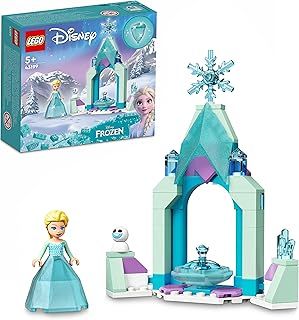 LEGO 43199 Disney Elsa’s Castle Courtyard Diamond Dress Set, Buildable Princess Toy with Collectable Frozen 2 Mini-Doll Figure