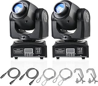2 Packs LED Moving Head Light Mini 30W DJ Moving Head GOBO Light with 8 Gobos and 8 Colors, DMX and Voice Controlled Stage Strobe Spotlight for Wedding, DJ, Party, Club, Disco, Beam Lights