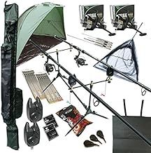 Carp fishing Set Up With Rods Reels Alarms Net Holdall Bait Bivvy & Tackle 2 WAY