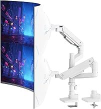 PUTORSEN 17-49 inch Premium Heavy Duty Dual Monitor Arm for Ultrawide Screens up to 44lbs, Vertically Stacked Monitor Desk Mount, Fully Adjustable, VESA 75/100, White