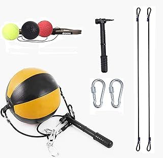 Double End Speed Ball Leather Boxing Double End Speed Ball Bag MMA Double End Dodge Ball Punching Training Floor to Ceiling Rope Workout