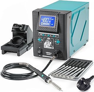 8509-I Precision Hot Air Soldering Station Hot Air Station with Rapid Heating, Tiltable Display, 3 Pre-Set Channels, 8 Hot Air Nozzles for SMD Rework and Repair for Micro Soldering (UK Plug)