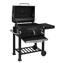 WOLTU Charcoal Barbecue Grill Smoker Black Outdoor BBQ Grill with Wheels and Temperature Gauge for Camping Garden Patio Picnic Party CPZ8135sz