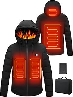 Heated Jacket with Hood, Winter Warm Hoodie Jacket with 3 Heating Levels,USB Charging Port, Men Women Windproof Waterproof Coats Body Warmer for Outdoor Work Hiking Skiing Fishing