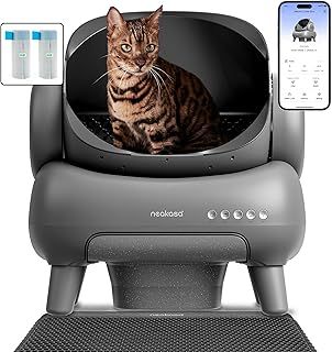 Neakasa M1 Open-Top Self Cleaning Cat Litter Box, Automatic Cat Litter tray with APP Control, Odor-Free Waste Disposal Includes Trash Bags and Mat