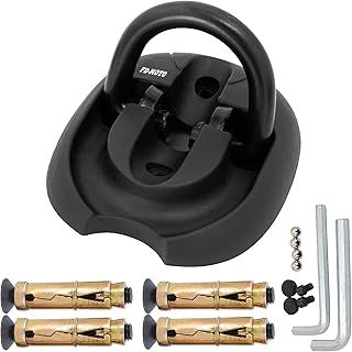Hardened Flip Up/Down Steel Ground Wall Chain Anchor Motorbike Lock (4 Bolts) Security Locking Point for motorcycle bike bicycle