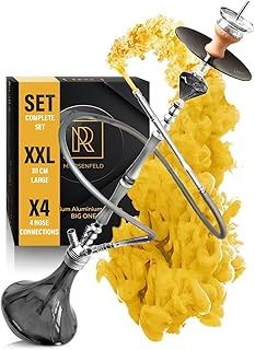 Premium Shisha Set Big One - Aluminium Complete Set 111cm Hookah with 4 Connectors Including Adaptor, Closed Chamber with Click Thread + Stainless Steel Dip Tube & Diffuser, Chimney Head M. ROSENFELD