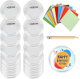 FOGAWA Badge Making Kit 30pcs Make Your Own Badges Button Badges Clear Button Pin Badges Kit Acrylic Design 6cm for Kids DIY Crafts Gifts Party Bag Fillers