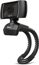 Trust Trino HD Webcam with Microphone, 1280x720, 30 FPS, Universal Stand, USB, Web Camera with Photo Button for Streaming, Video Calling, Skype, Teams, Zoom, PC, Computer, Laptop, Mac - Black