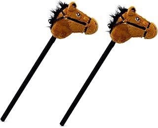 Pack of 2 Hobby Horse With Sound | Kids Stick Horse With Galloping Neighing Sounds | Childrens Plush Horse Riding Toy For Boys Girls - 72cm