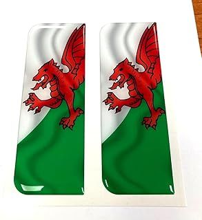 Domed Wales Flag Vehicle Number Plate Stickers - 39mm - HIGH GLOSS DOMED GEL