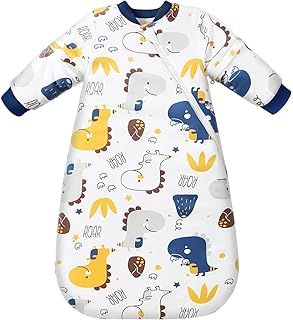 MIKAFEN Baby Sleeping Bag Long Sleeves Winter 3.5Tog 100% Organic Cotton Sleeping Bag (28-32in/6-14 Months)