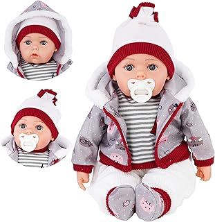 Bibi Doll - 20" Lifelike Large Size Soft Bodied Baby Doll Girls Boys Toy With Dummy & Sounds (Grey)