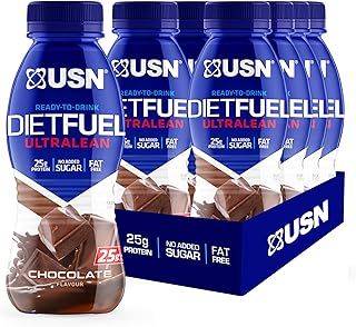 USN Diet Fuel Ultralean Pre-mixed & Ready to Drink Meal Replacement Shake Bottles: 8 x 310ml Chocolate